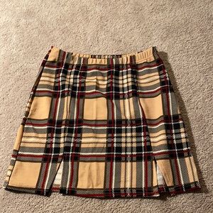 M-Slit Hem Tartan Skirt, women’s SMALL